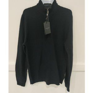 NWT Ted Baker London NEWPORT Half Zip Funnel Neck Jumper Navy Size M $200 3C504